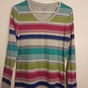 Multi-color striped long-sleeve shirt